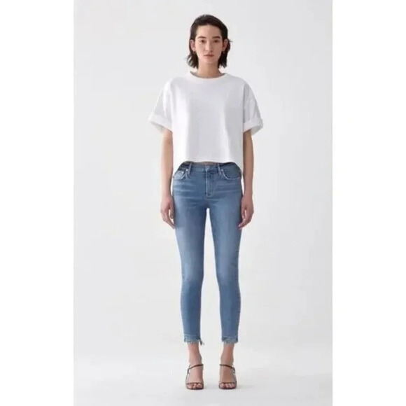 AGOLDE‎ Sophie Raw Hem High Rise Crop Skinny Jeans Size 27 - Picture 1 of 9